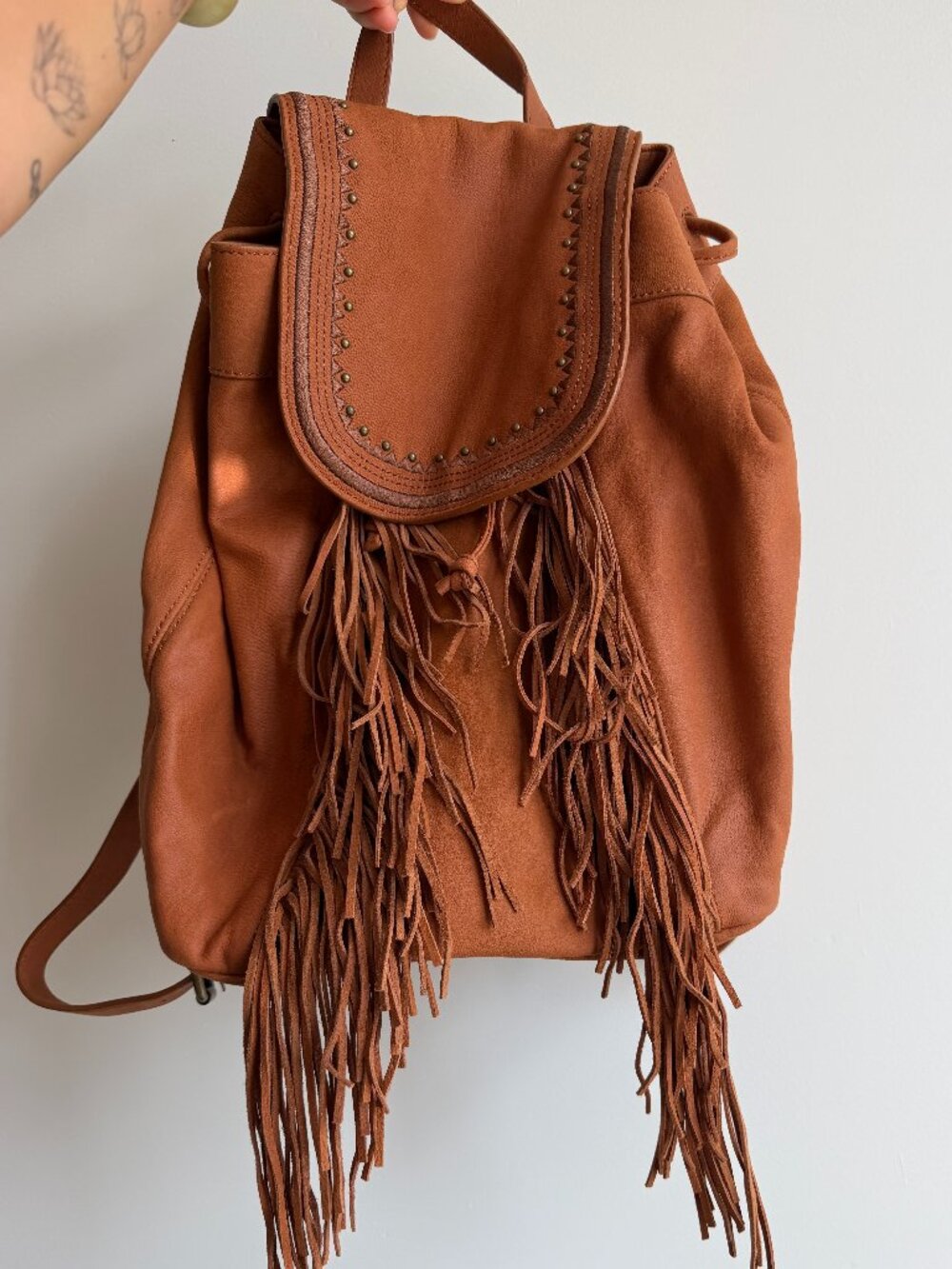 Lucky Brand Zori Fringe Leather Backpack